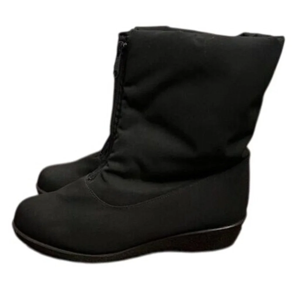 TOE WARMERS ABOUTOWN BLACK INSULATED ZIP‎ UP WINTER Snow Boots  9.5 Wide